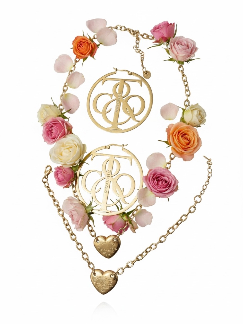 Tiffany & Co. Gold Heart Pendant Necklace and Monogram Medallion Set - Picture 10 of 15